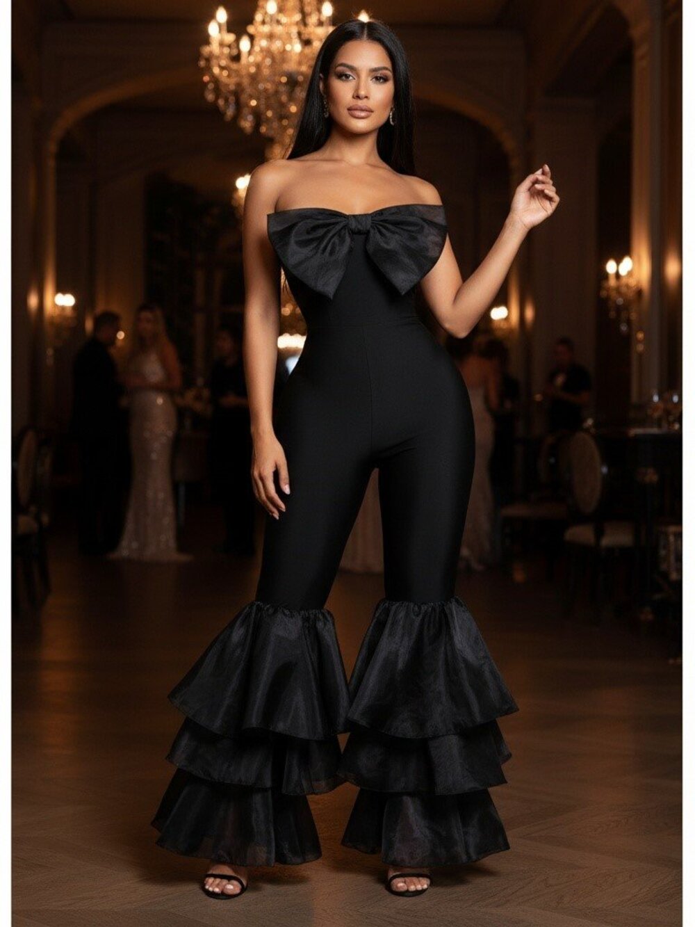 Bow & Ruffle Embellished Jumpsuit